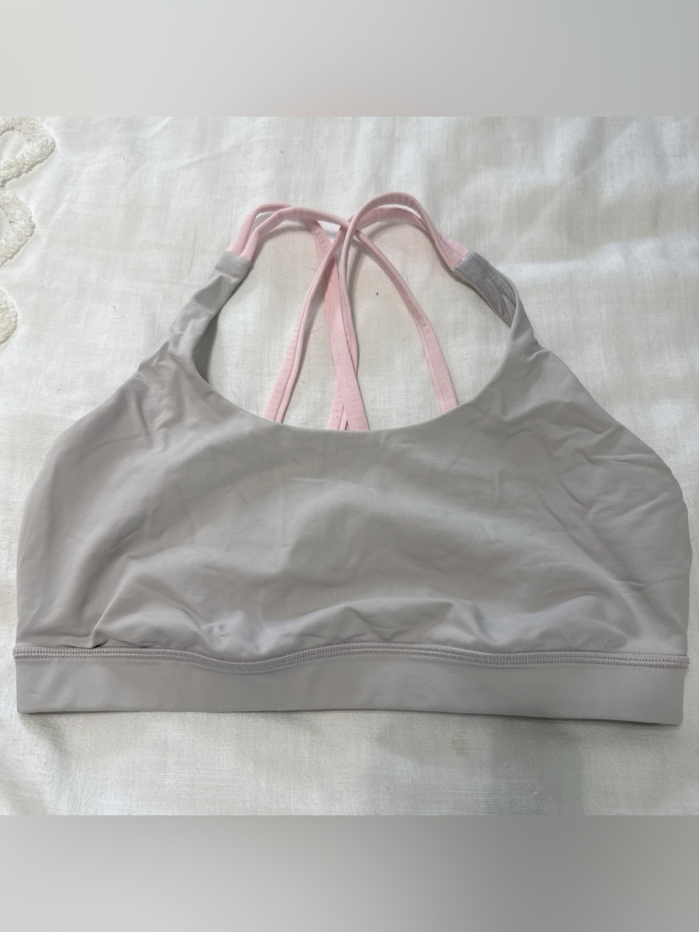 lululemon athletica Light Gray Sports Bra with Pink Straps